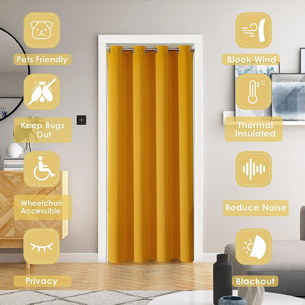 ChrisDowa Blackout Door Curtain for Doorway Privacy, Grommet Closet Curtain for bedroom closet door, Thermal Insulated Temporary Door Cover…