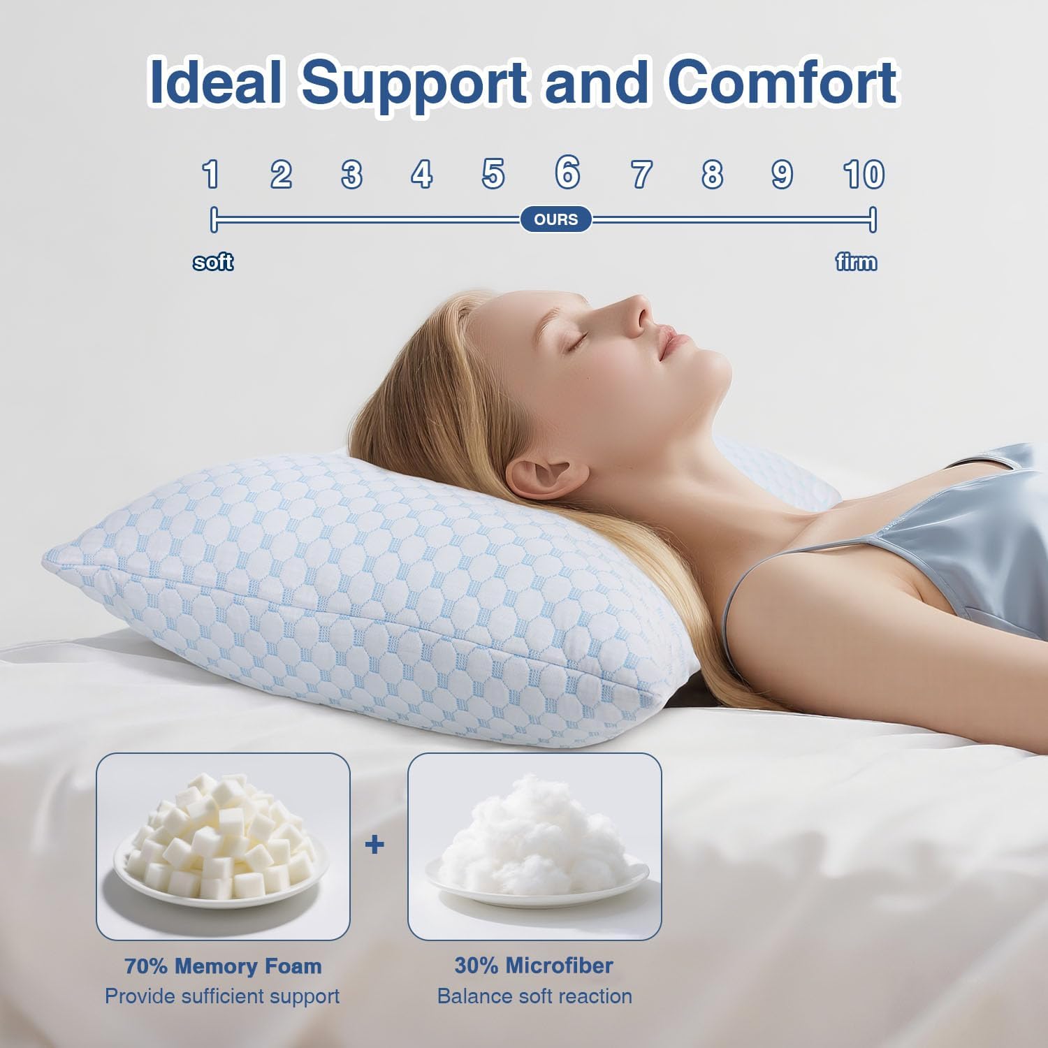 Favocama Cooling Pillow for Sleeping, Shredded Memory Foam Pillows Queen Size Set of 2, Double Sided Cooling Bed Pillows for Hot Sleepers,…