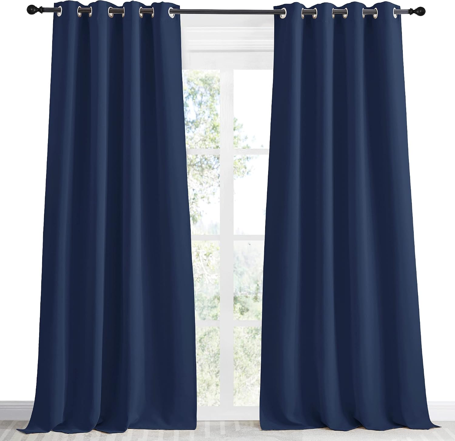 NICETOWN Blackout Curtain Panel, Navy Blue, 55 inches Wide by 90 inches Long, 1 PC, Light Blocking Room Darkening Drape/Drapery for…