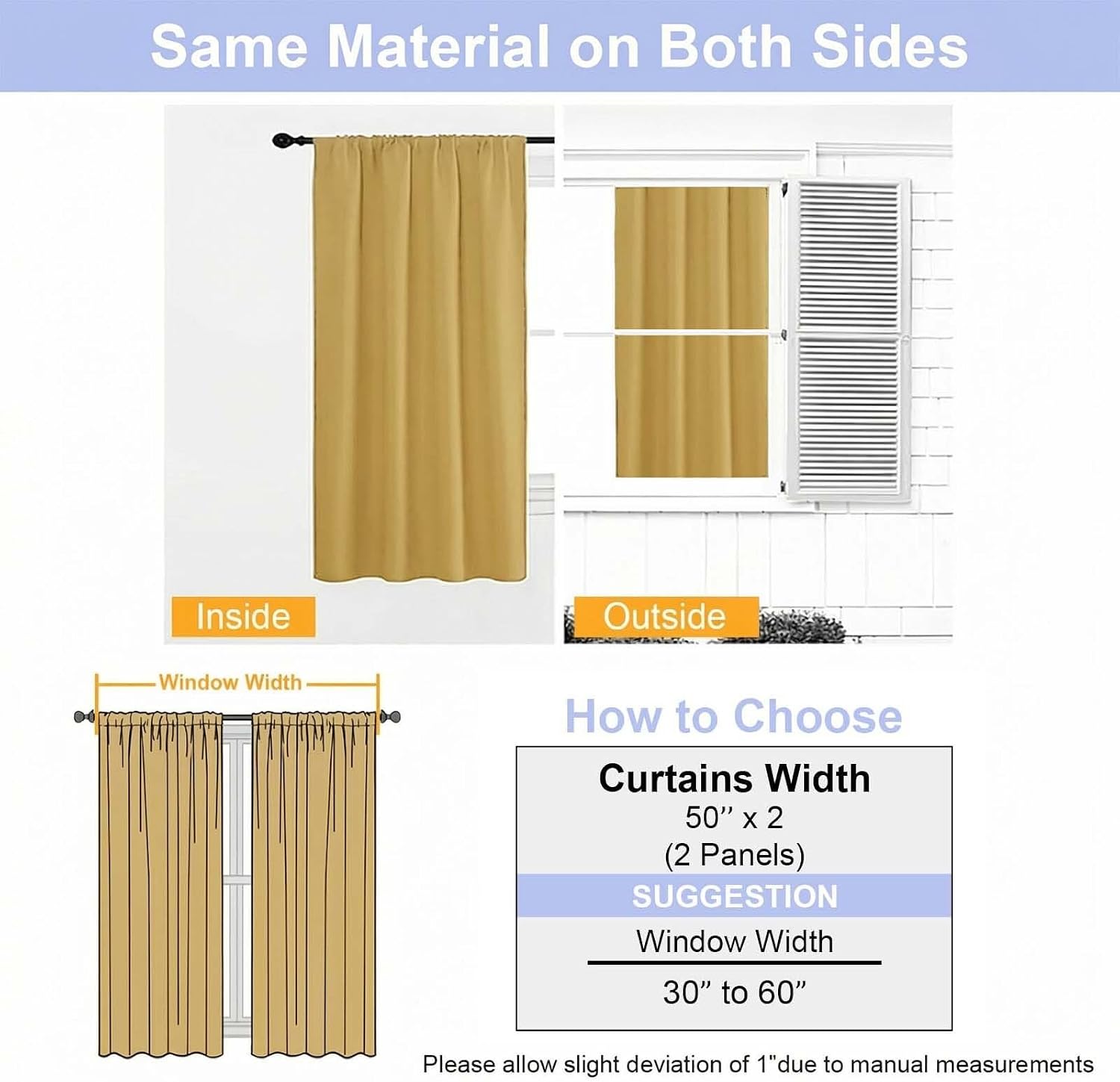 Simplebrand Ava Bright Gold Blackout Curtains for Bedroom 90 Inches Long 2 Panels Set, Solid Privacy Energy Saving Living Room Window …
