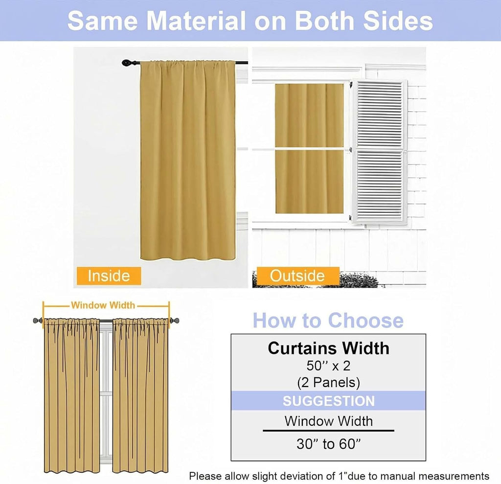 Simplebrand Blackout Extra 10ft Curtains for Patio 120 Inches Long 2 Panels Set, Solid Thermal Insulated Energy Saving Rod Pocket Window Tr…