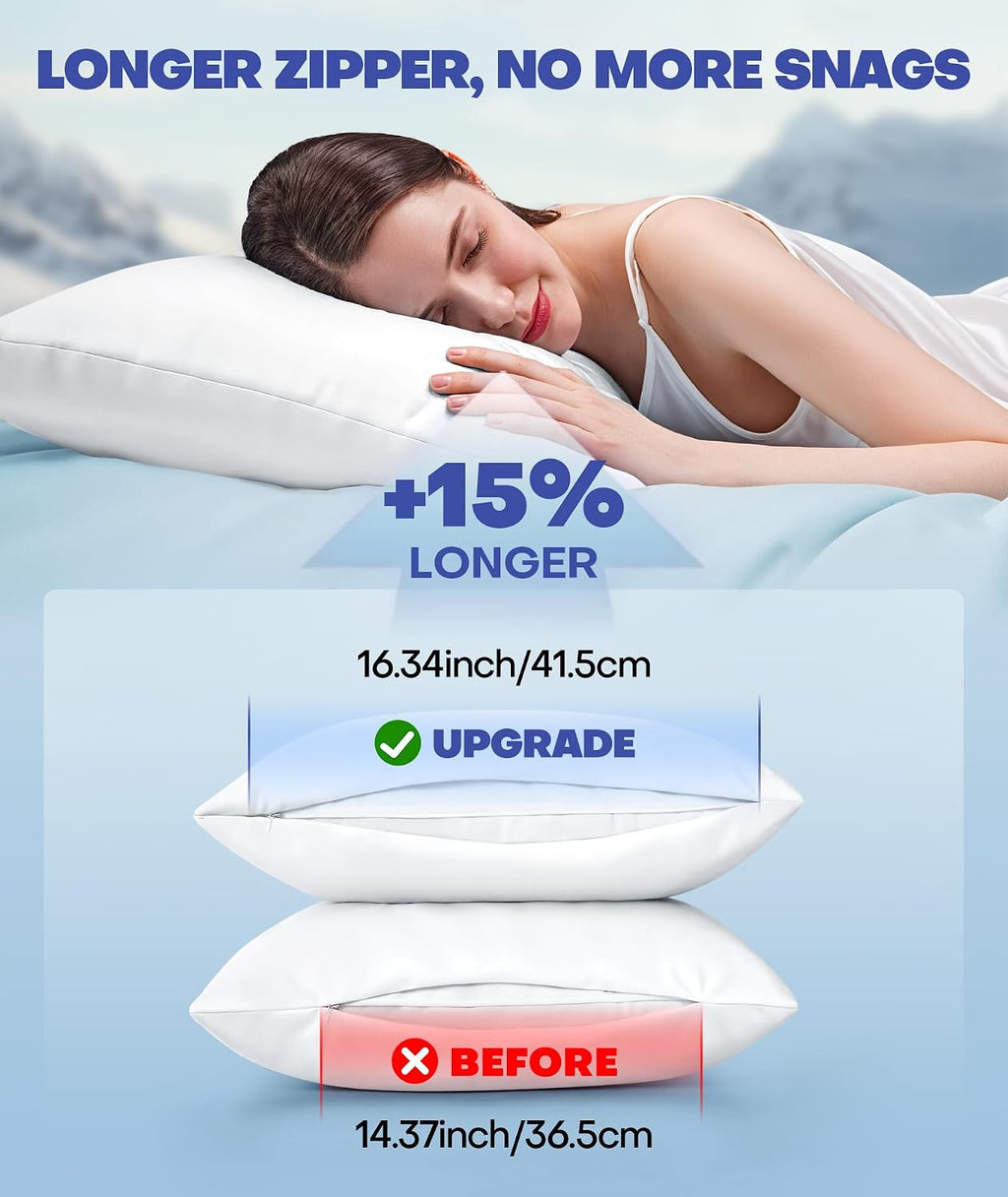 Rifens Ice Cooling Pillowcase for Hot Sleepers, Instantly Cool, Stays Cold All Night, Softer Than Silk Pillow Cases, Pillow Covers with Inv…