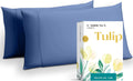 Carressa Linen Luxury Egyptian Cotton King Pillow Cases Set of 2-800 Series Tulips Collection Pillowcases for Sleeping (Deep Blue), Soft…