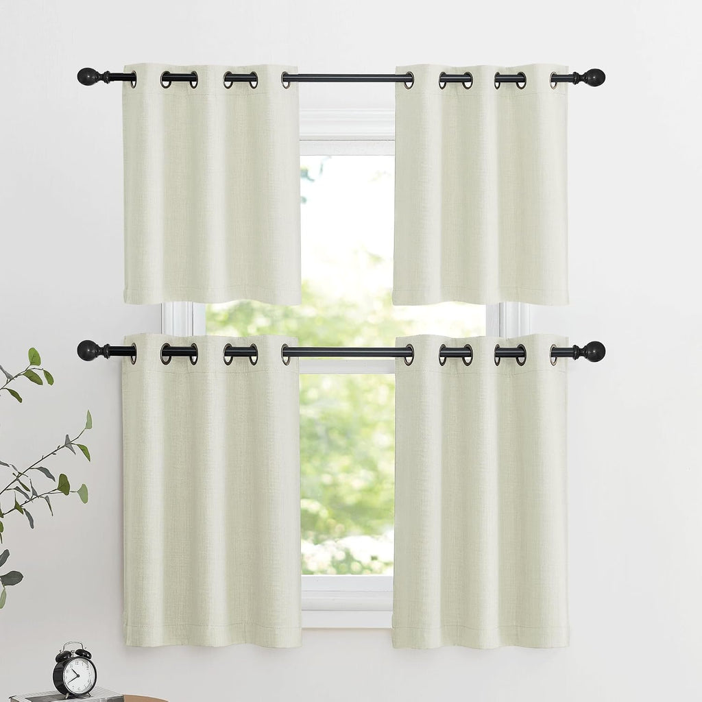 Nicetown 24 inch Long Blackout Tiers, Farmhouse Grommet Half Window Curtains, Light Block Small Window Valances for Kitchen Cupboard, Cover…