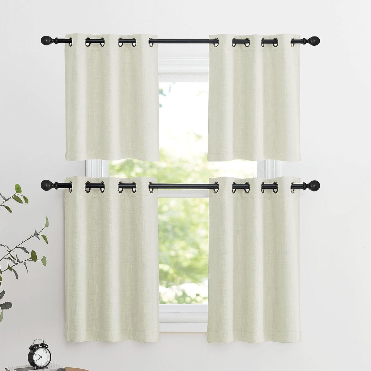 Nicetown 30 Inch Length Curtain Valances, 2 Panels Blackout Thermal Insulating Small Half Curtain Tiers for Kitchen with Top Grommet, Windo…