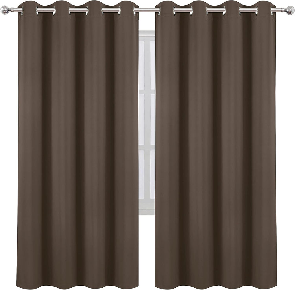 Lemomo Chocolate Brown Thermal Blackout Curtains/52 x 72 Inch/Set of 2 Panels Room Darkening Curtains for Bedroom 72 Inch silver