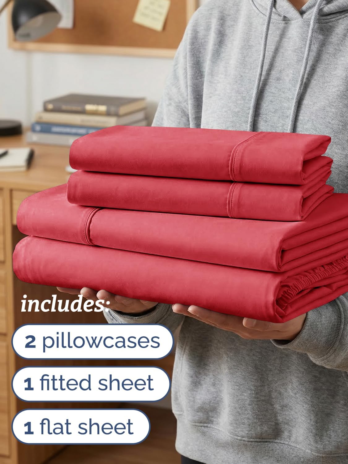 Twin XL 4 Piece Sheet Set - Comfy, Breathable & Cooling - Hotel Luxury Bedding for Women, Men, Kids, Teens and Children - 1 Flat & 1…