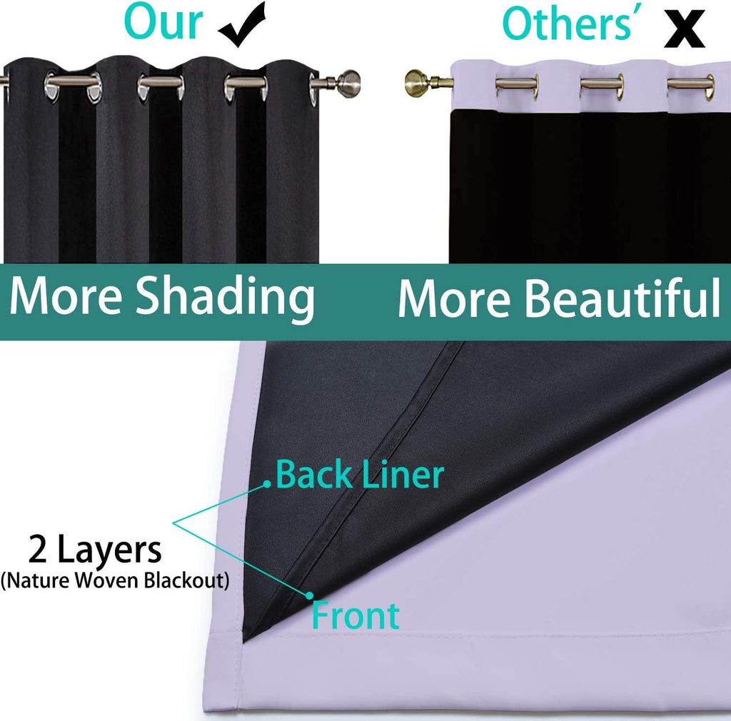Yakamok Full Blackout Curtains 45 Inches Long, Blackout Curtain Panels for Bedroom, 2 Thick Layers Grommet Top Thermal Insulated Drapes with…