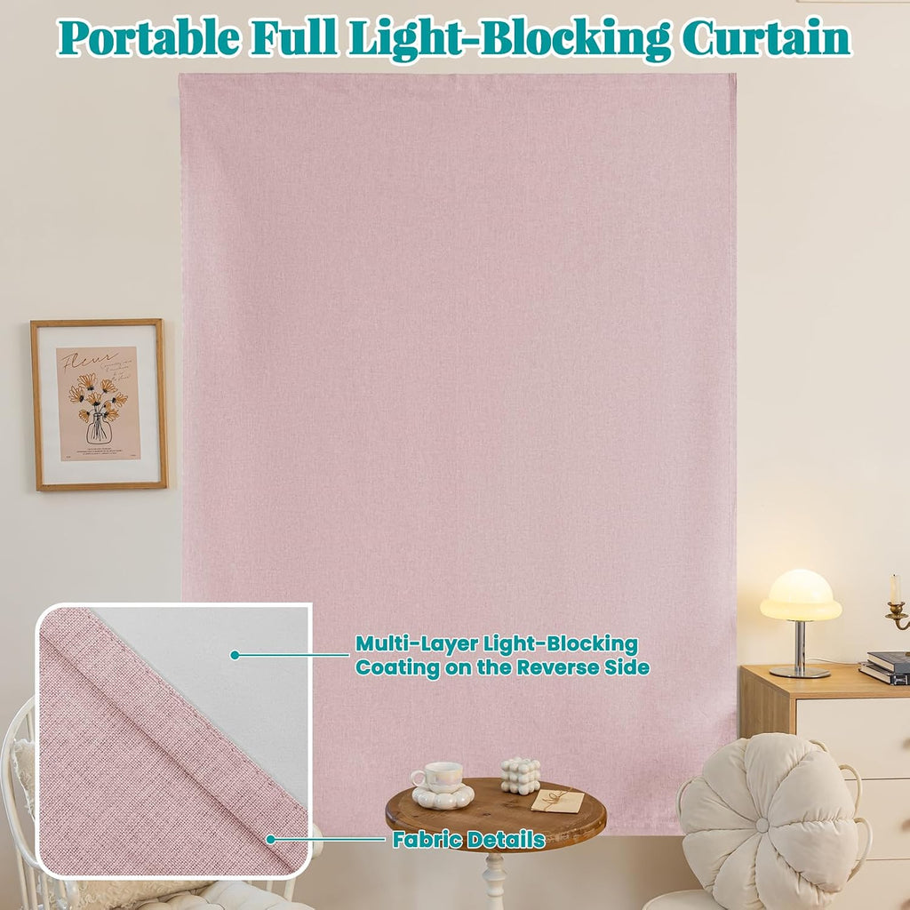 100% Blackout Adhesive Blackout Curtains- Self Stick Shades Window Blinds Curtain No Rod Needed Easy to Hang Curtains, Use for Bedroom…