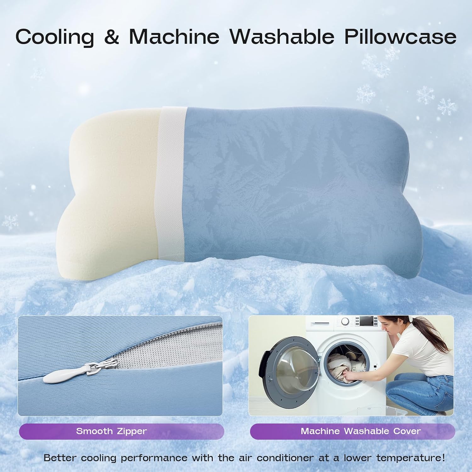 ZZ-WELL Side Sleeper Pillow - Patented Cervical Neck Pillow for Sleeping with Cooling Cover - High Loft Heavy Density Memory Foam Pillows…