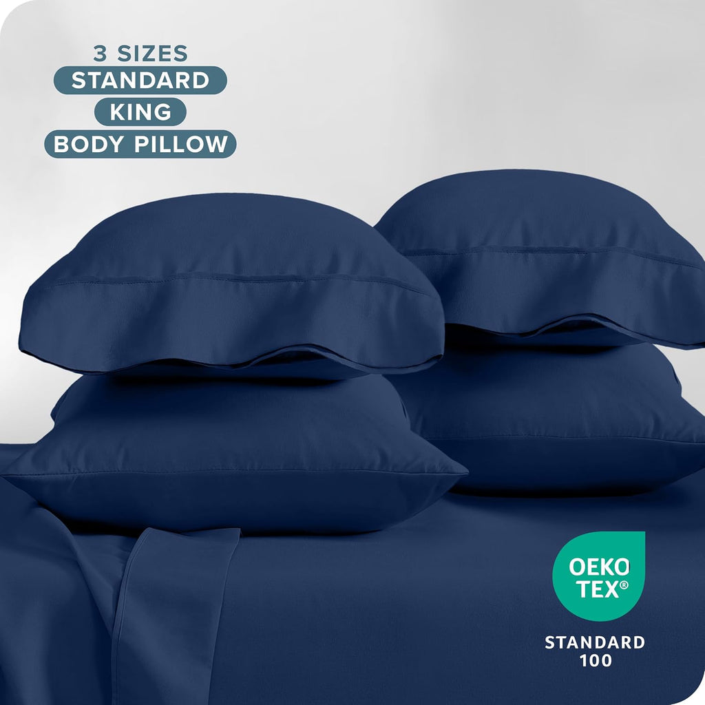 BareHome Bare Home Microfiber King Size Pillowcases - Dark Blue, 4 Pack, 20x40 4 Pack Blue