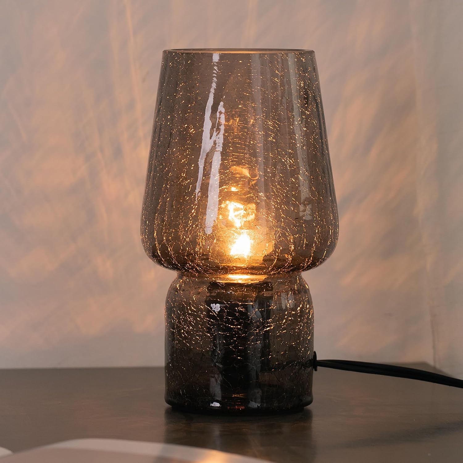 Mushroom Lamp, Small Table Lamp, Mini Cute Lamp Nightstand Lamp Kitchen Glass, Translucent Raindrop, Suitable for Bedrooms, Kitchens…