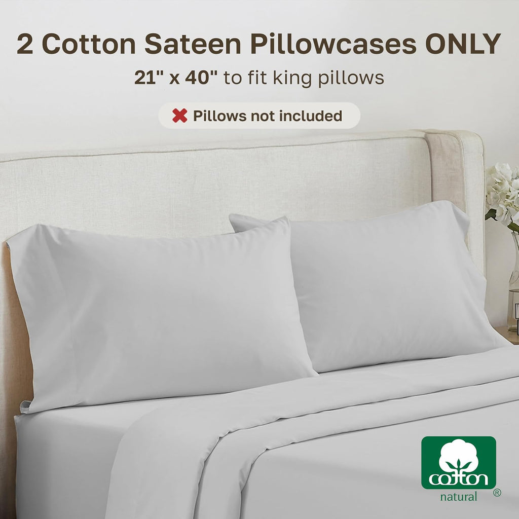CALIFORNIA DESIGN DEN Soft & Silky 500 Thread Count 100% Cotton Sateen, Cool & Smooth with A Classic Opening, Set of 2 King Pillow Cases…