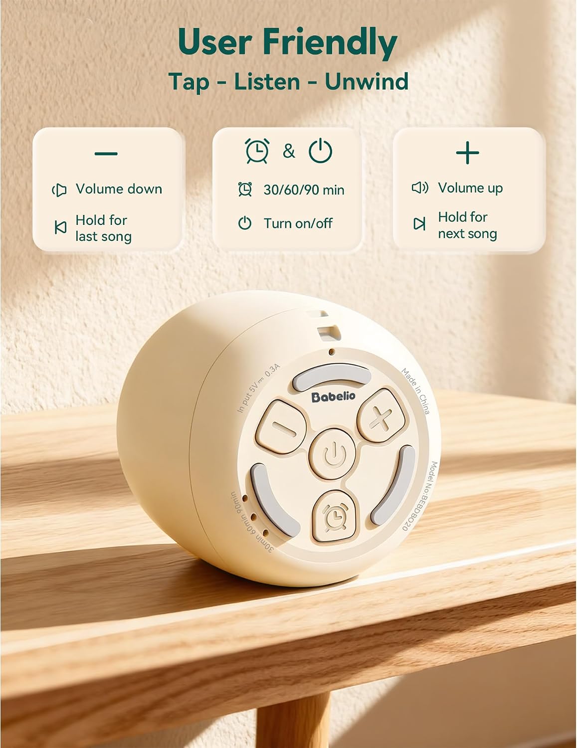 Babelio White Noise Sound Machine (Pocket Mini Pro) | 1000mAh Large Battery, 25 Non-looping Sounds for Adults, Kids & Babies, Timer, Memory…