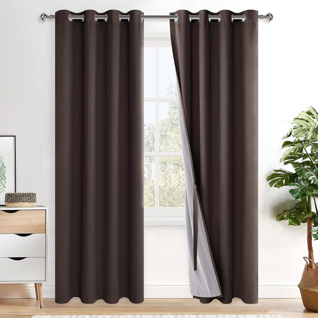 Xwzo 100% Blackout Curtains 84 Inches Long with Tiebacks- Heat and Full Light Blocking, Noise Reducing Window Panels with Grommets for Bedr…