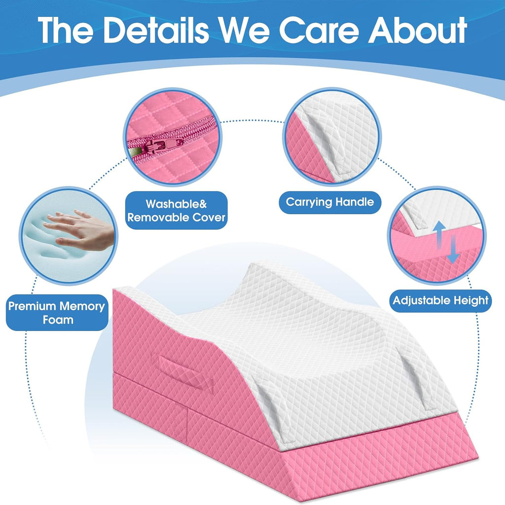 TranquilRelax TranquilRelax Elevation Pillows for Leg After Surgery, Memory Foam Adjustable Wedge Pillow for Injury or Rest, Ankle P…