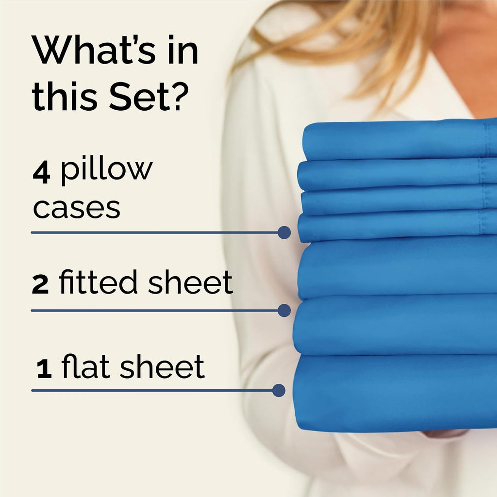 Split King 7 Piece Sheet Set - Comfy, Breathable & Cooling - Soft Hotel Luxury Bedding for Women, Men, Kids, Teens & Children - 1 Flat &…