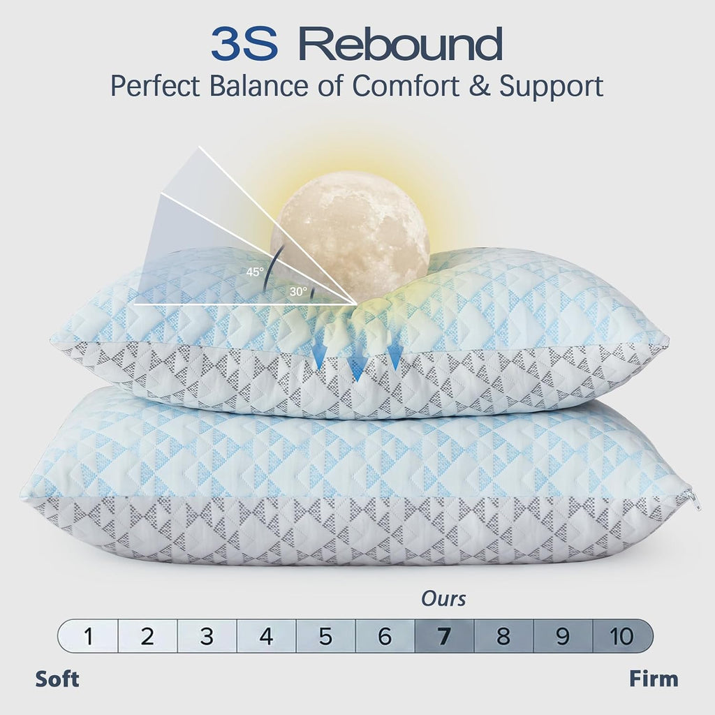 Yawnhug Cooling Shredded Memory Foam Pillows: Adjustable Bed Pillows for Sleeping, King Size Set of 2, Customizable Loft & Firm Supp…