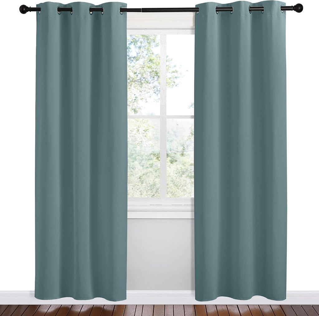 NICETOWN Modern Blackout Curtains Noise Reducing, Greyish Blue, 2 Panels, W42 x L78 -Inch, Thermal Insulated and Privacy Room Darkening…