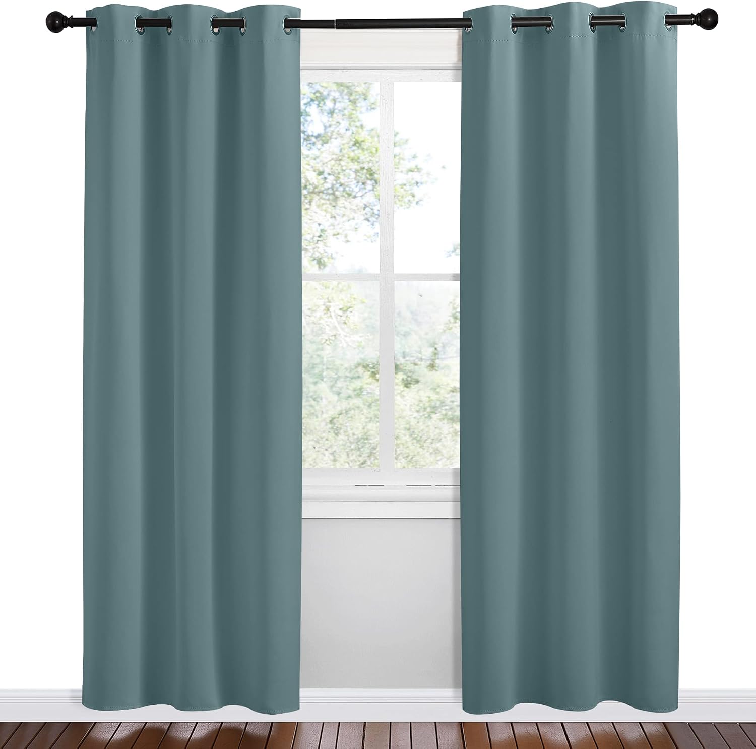 NICETOWN Modern Blackout Curtains Noise Reducing, Greyish Blue, 2 Panels, W42 x L78 -Inch, Thermal Insulated and Privacy Room Darkening…