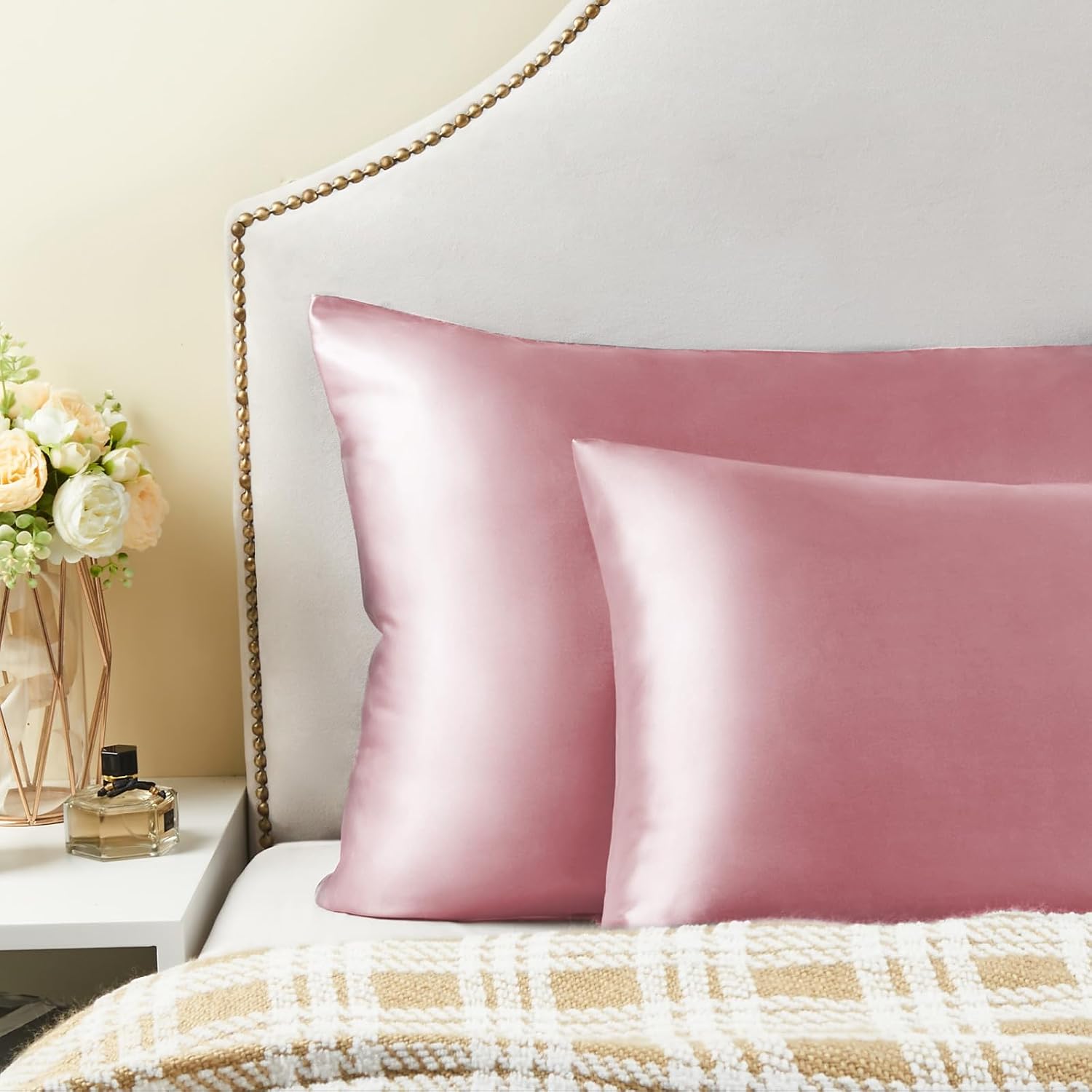 Bedelite Satin Pillowcase for Hair and Skin, Super Soft and Cooling Similar to Silk Pillow Cases 2 Pack with Envelope Closure, Gift for Wom…