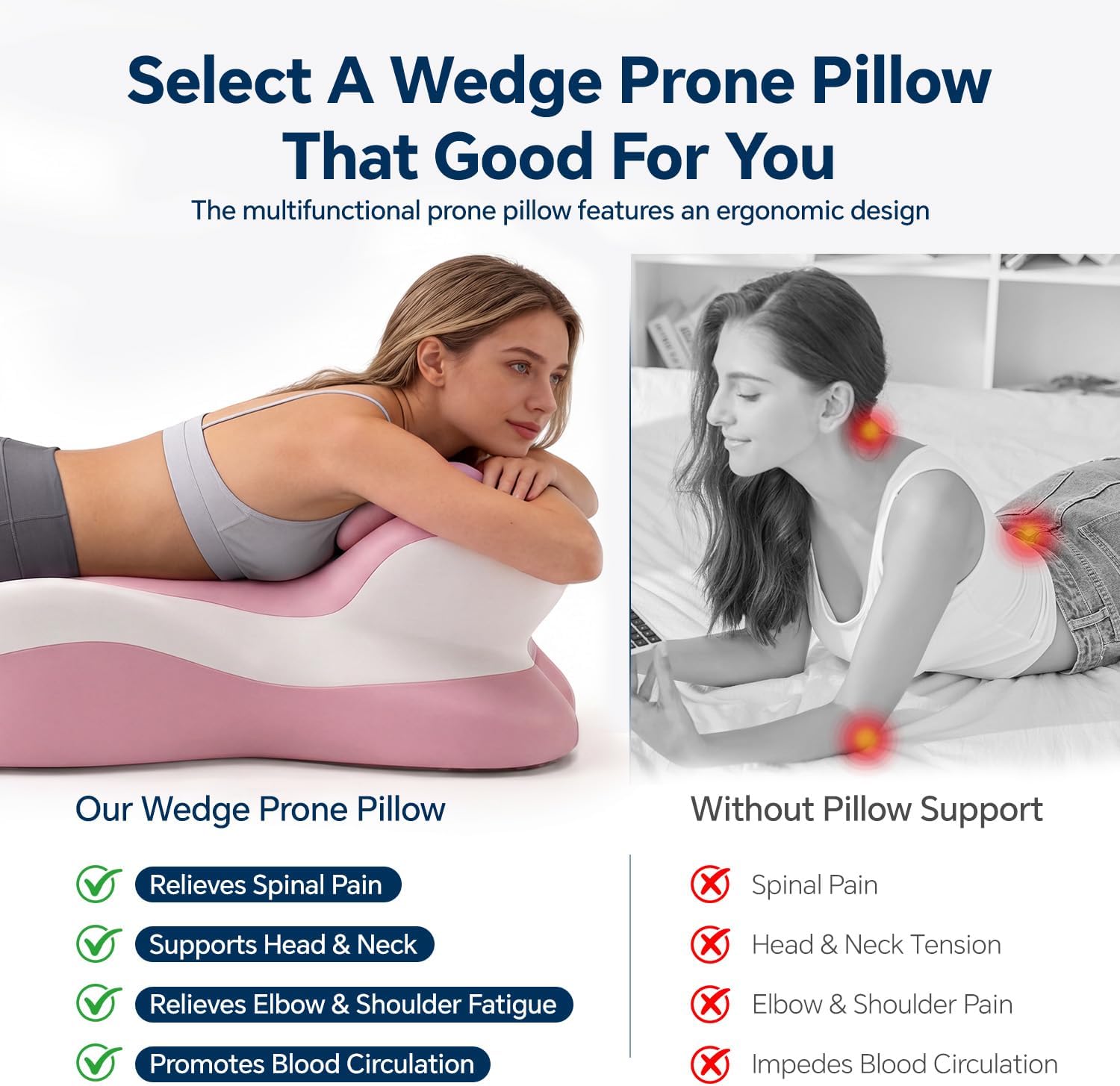 Generic Ergonomic Reading Pillow, Memory Foam Wedge Pillow, Adjustable Pillows, Multi-Positional Support Cushion for Stomach Sleeper…