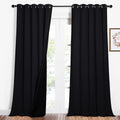 Nicetown Cold Blocking 100% Blackout Curtains, Durable Black Lined Blackout Curtains for Bedroom, Energy Saving Long Curtains for Patio Sli…