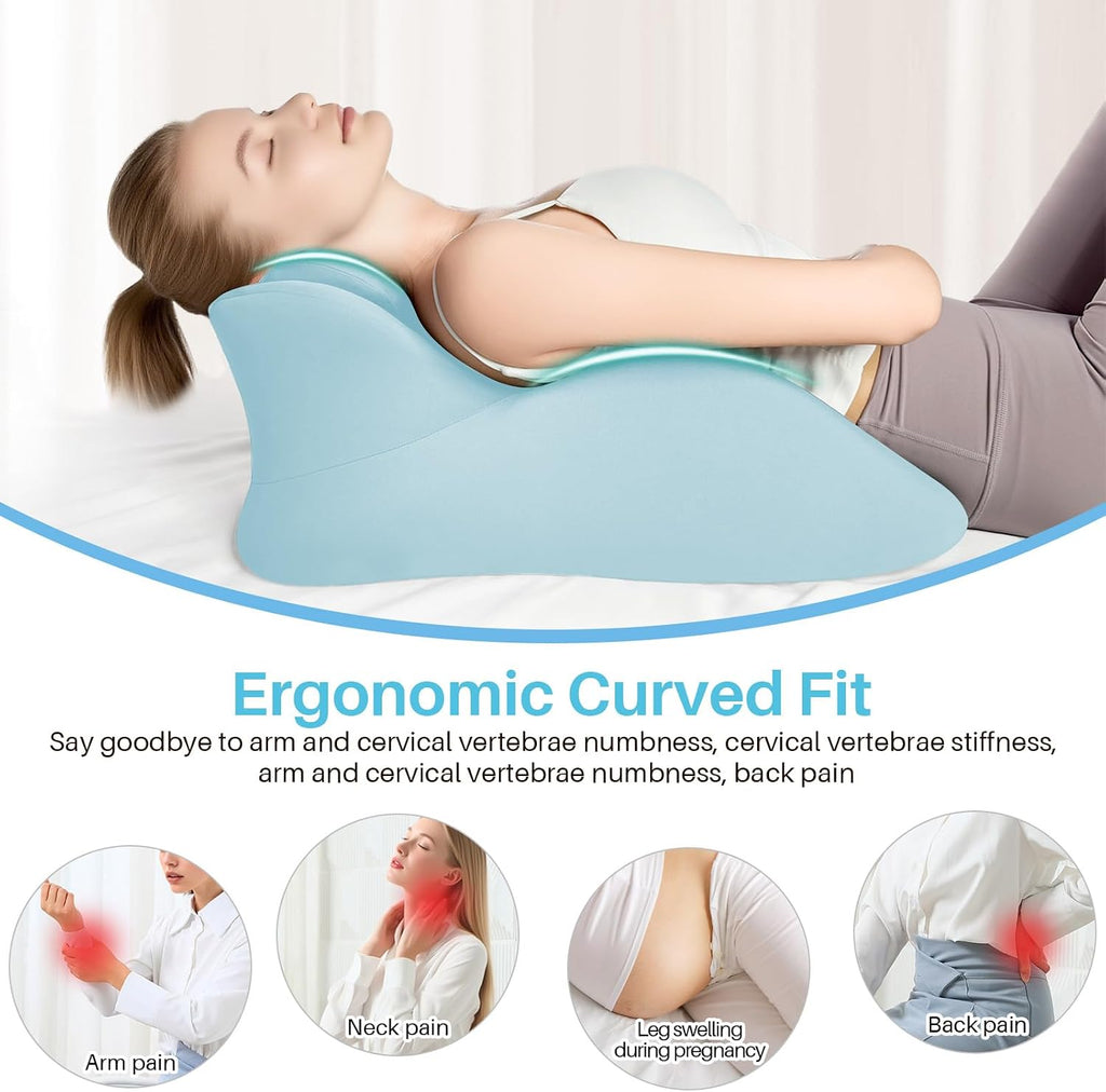 eleELEOPTION ele ELEOPTION Memory Foam Ergonomic Wedge Pillow Prone Reading Pillow for Bed Sofa Stomach Back and Neck Support Sitting Up wi…
