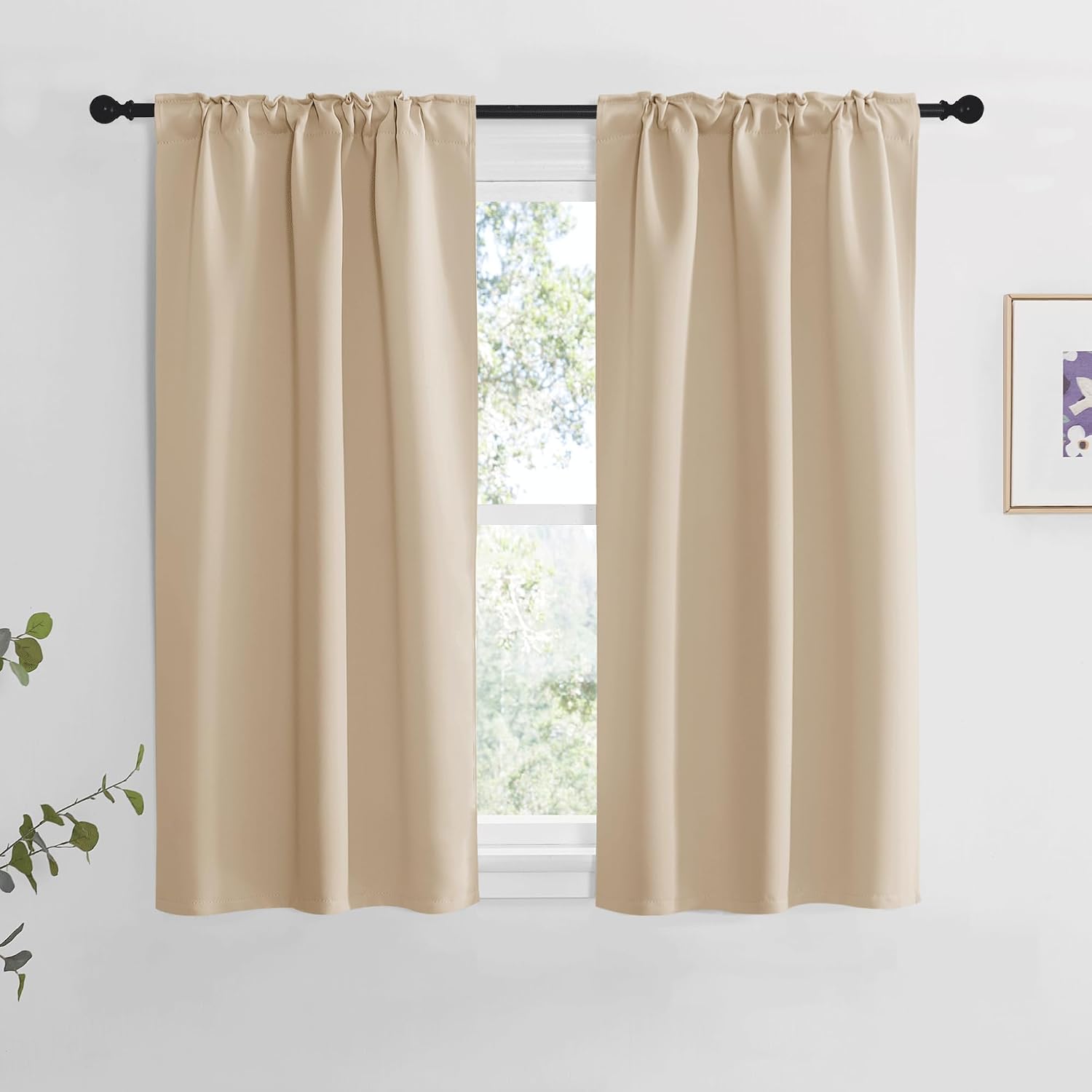 Nicetown Window Treatment Curtains Room Darkening Drapes - (Biscotti Beige Color) 34 Width X 48 Drop Each Panel, 2 Panels Set, Curtains and…