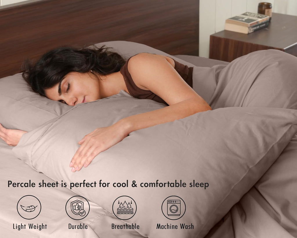 Ruvanti 100% Cotton Percale Sheets Full Size – Crisp Cooling Bed Sheets for Hot Sleepers, Deep Pocket 16”, Soft Breathable & Durable Hotel-…
