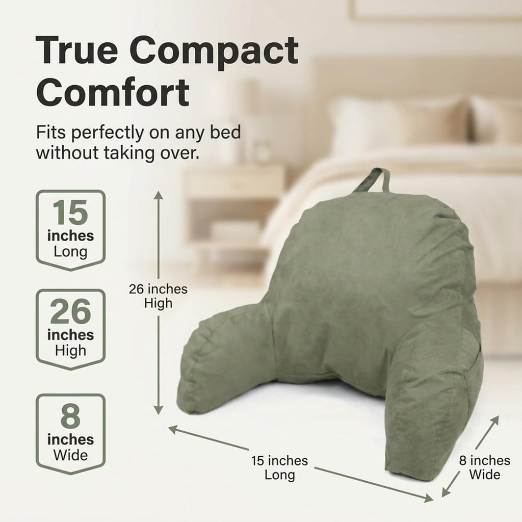 Deluxe Comfort Microsuede Bed Rest - Backrest Pillow with Arms - Bed Rest Pillow - Reading Bedrest Lounger - Sitting Support Pillow - Soft…
