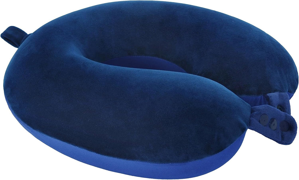 Travel Neck Pillow, Top Memory Foam Pillow for Head Support, Ideal for Airplanes, Cars, and Home Recliners, Adjustable and Soft (Blue)