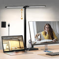 CHARYJOD Retractable Dimmable LED Desk Lamp with USB Charging Port, 50 Lighting Modes Dual Swing Arm Architect Adjustable Table Lamp…