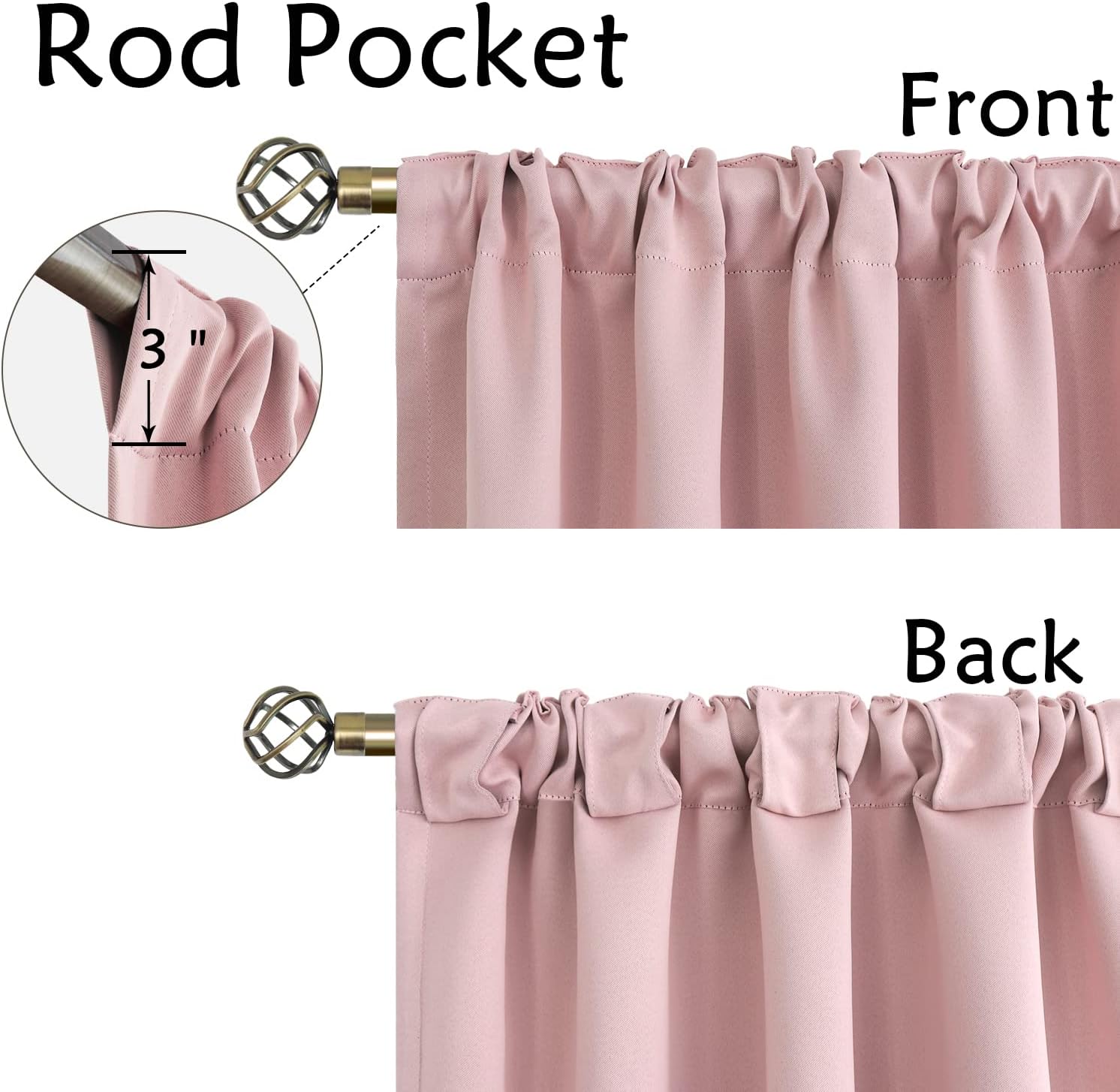 BGment Rod Pocket and Back Tab Curtains for Bedroom - Thermal Insulated Room Darkening Curtains for Living Room, 2 Window Curtain Panels (3…