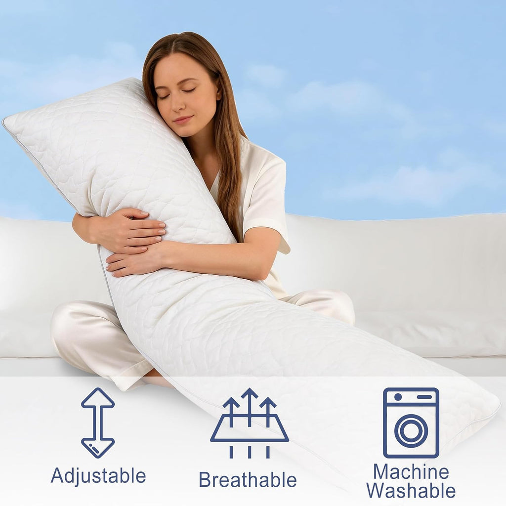 Dwcn Adjustable Body Pillow for Adults - 20x54 Inch Shredded Memory Foam Body Pillow with Removable & Washable Pillowcase, Full Body Suppor…