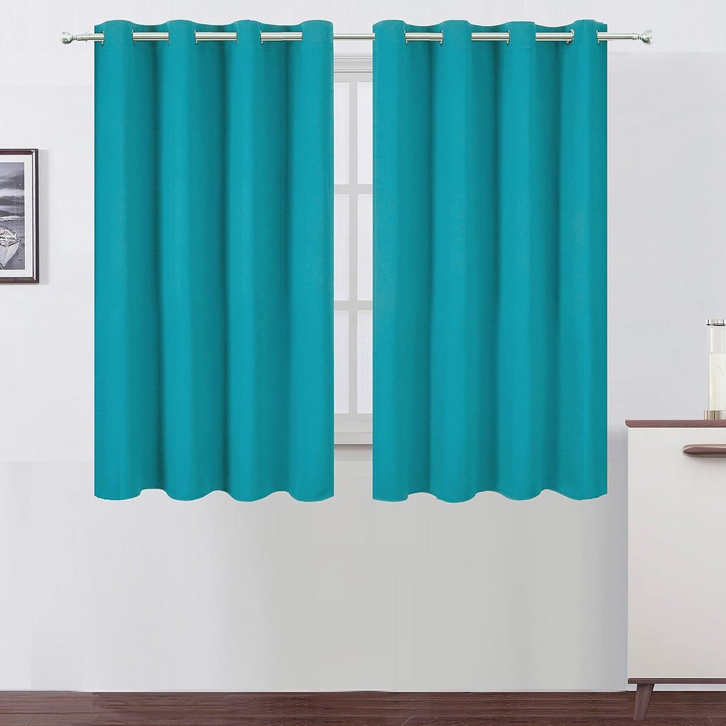 Lemomo Teal Thermal Blackout Curtains/52 x 54 Inch/Set of 2 Panels Room Darkening Curtains for Bedroom 54 Inch silver