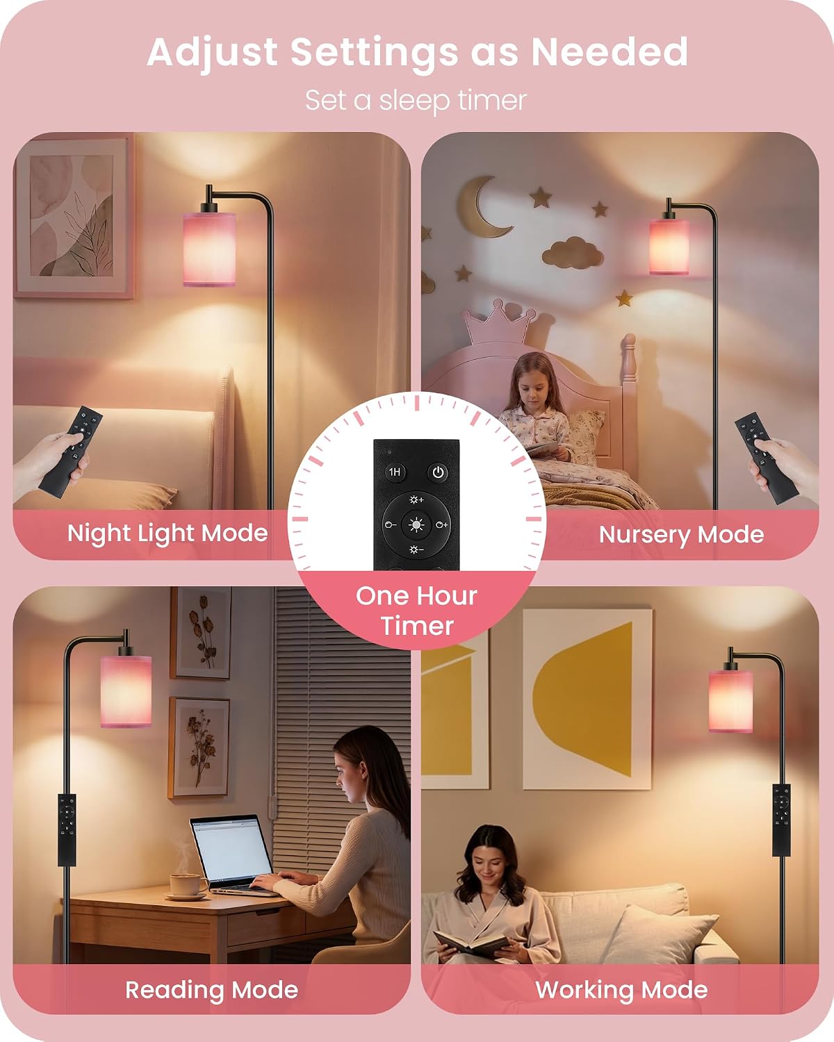 Dimmable Floor Lamp for Living Room with Remote and Foot Switch, Modern Standing, Corner Lamp,10W Bulb 3 Color Temperatures, for Bedroom…