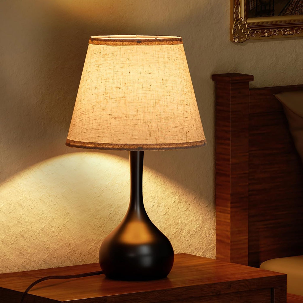 ONEWISH Touch Bedside Lamp Set of 2, Farmhouse 3-Way Dimmable Table Lamps for Nightstand with Fabric Shade, Desk Lamp for Reading…
