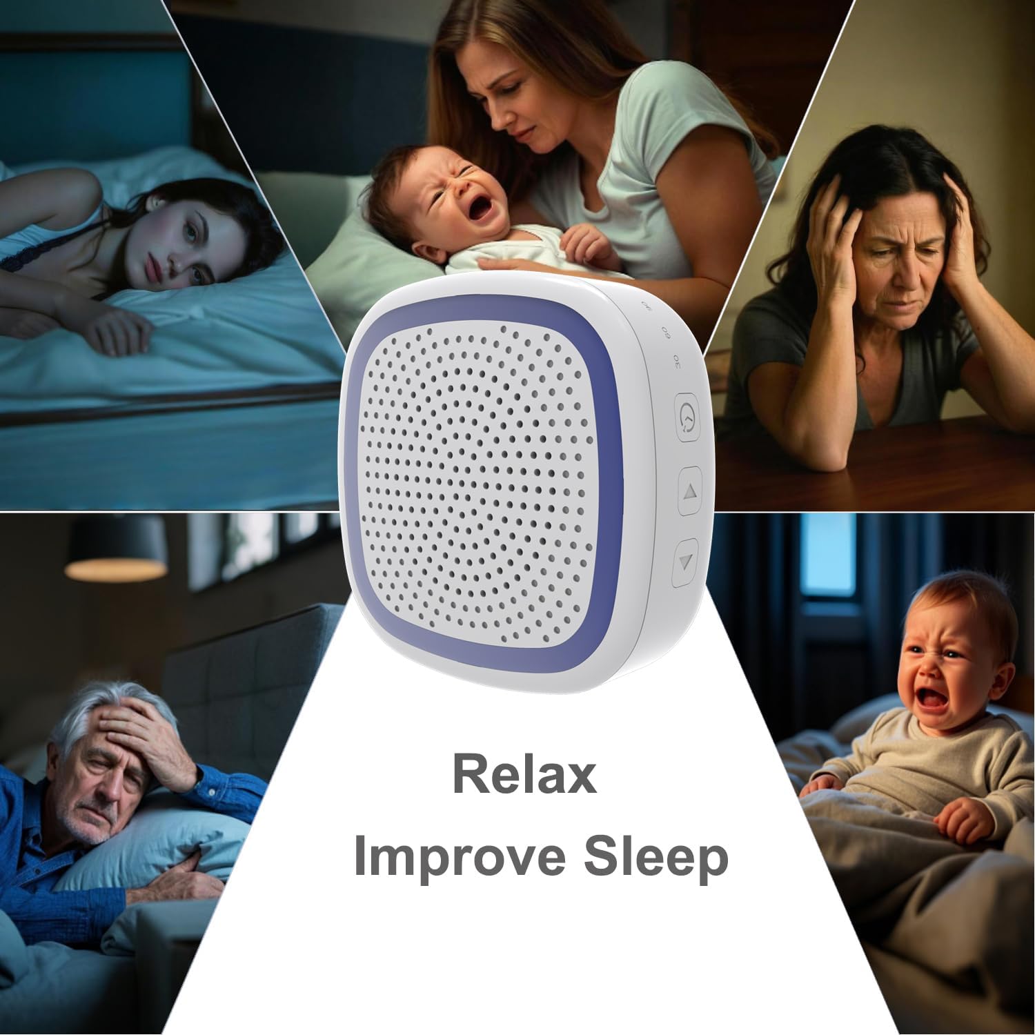 White Noise Machine, Wireless Connect Sound Machine with 36 Soothing Sounds, Sleep Machine for Adults Baby Kids, Memory Function,3…