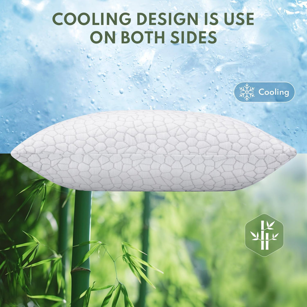 Heycuzi Pillows King Size Set of 2 - Cooling Shredded Memory Foam Pillow for Sleeping 2 Pack, Adjustable Cool Bed Pillows for Side, Back, a…