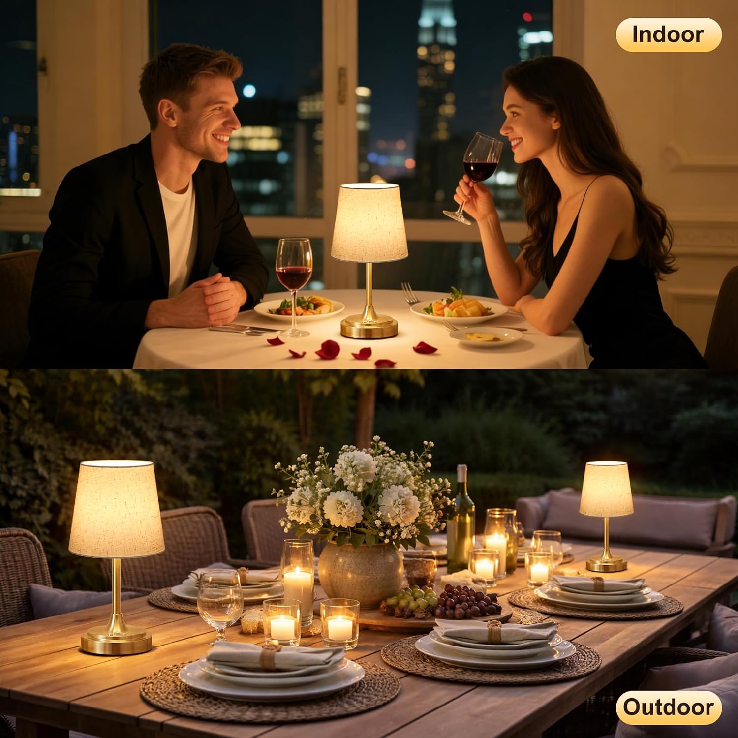 Wowag Small Cordless Table Lamp Rechargeable,5000mAh Battery Operated Desk Lamp,3 Colors & 7 RGB Stepless Dimmable, Touch Ambient Light…