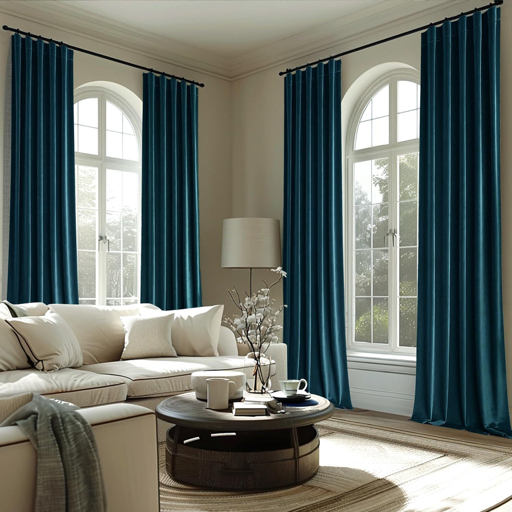 Miulee Blue Velvet Curtains 84 inches 2 Panels - Luxury Room Darkening Curtains for Bedroom Living Room Thermal Insulated Super Soft Window…