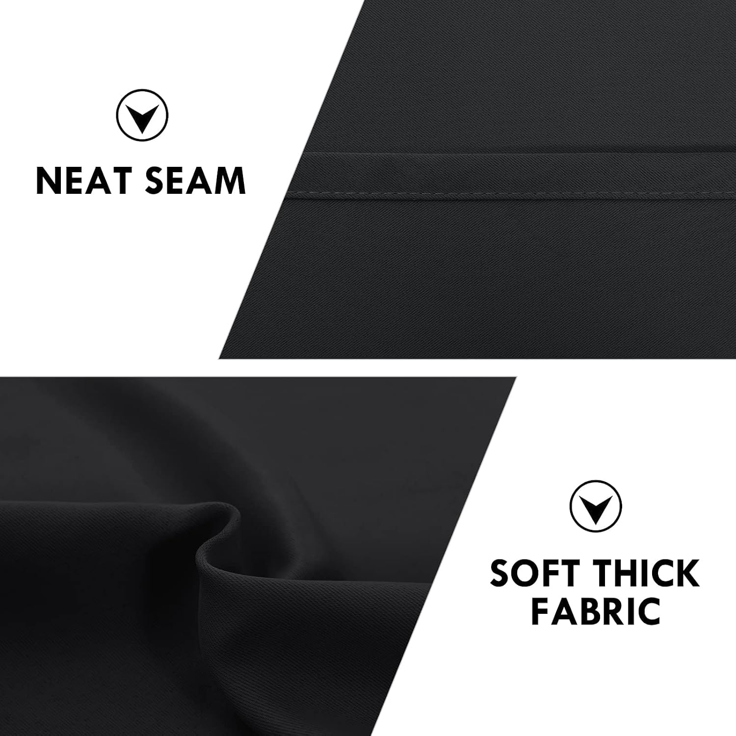 DWCN Blackout Curtains for Living Room Thermal Insulated, Energy Saving & Noise Reducing Bedroom Curtains, Black, W 52x L 36 Inch, Set of…