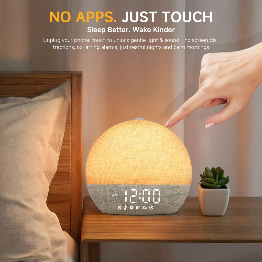 Geuuap Sunrise Alarm Clock White Noise Sound Machine for Bedroom | Natural Wake-Up Light with 30 Soothing Sleep Aids, Bluetooth Speaker…