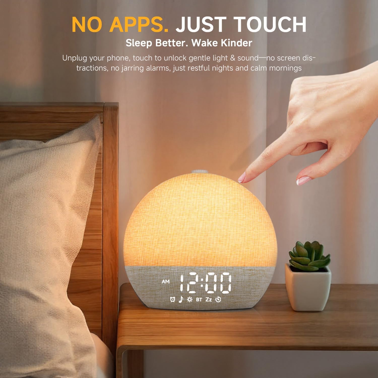 Geuuap Sunrise Alarm Clock White Noise Sound Machine for Bedroom | Natural Wake-Up Light with 30 Soothing Sleep Aids, Bluetooth Speaker…