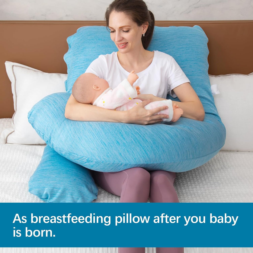 Moonpine MOON PINE Pregnancy Pillow, U Shaped Full Body Pillow for Maternity Support, Sleeping Pillow with Cover for Pregnant Women (Light…