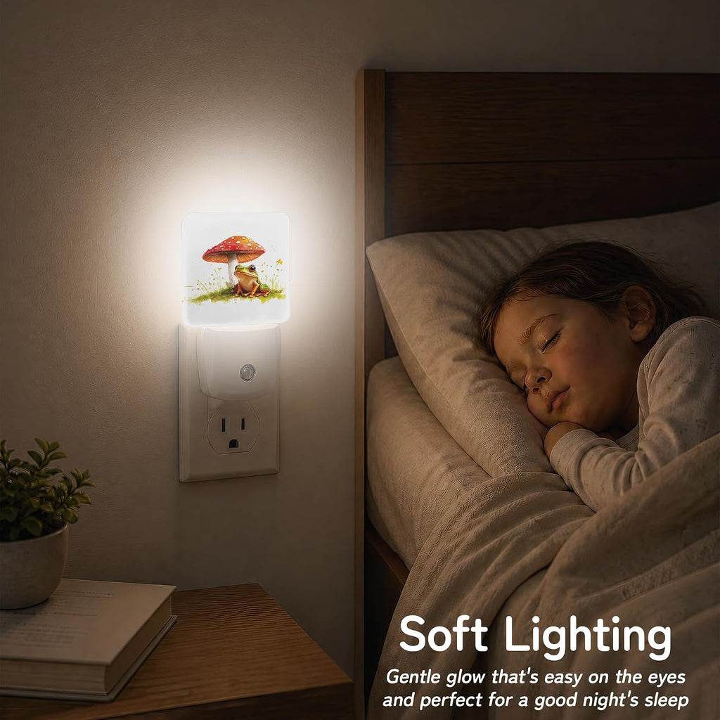 Night Light, Frog Mushroom Cottagecore Night Lights Plug into Wall for Bedroom Bathroom Hallway Kitchen, Dusk to Dawn Sensor Decorative…