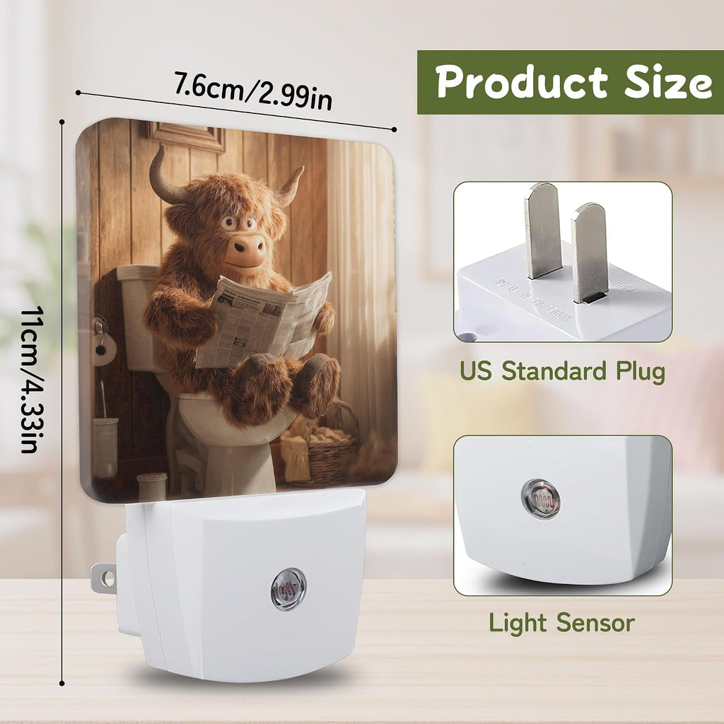 Funny Bathroom Bear Night Light, Night Lights Plug into Wall with Dusk to Dawn Sensor for Bedroom Bathroom Hallway Kitchen, Decorative…