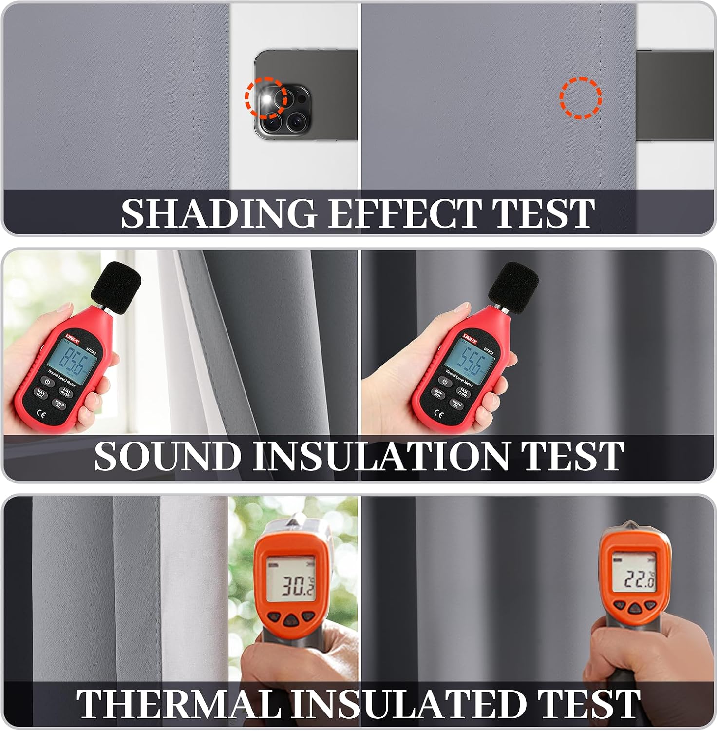 Yakamok Grey Room Darkening 100% Blackout Curtains Grommet Window Treatments with 2 Thick Layers-Gray Thermal Insulated Drapes Set of 2 Pan…