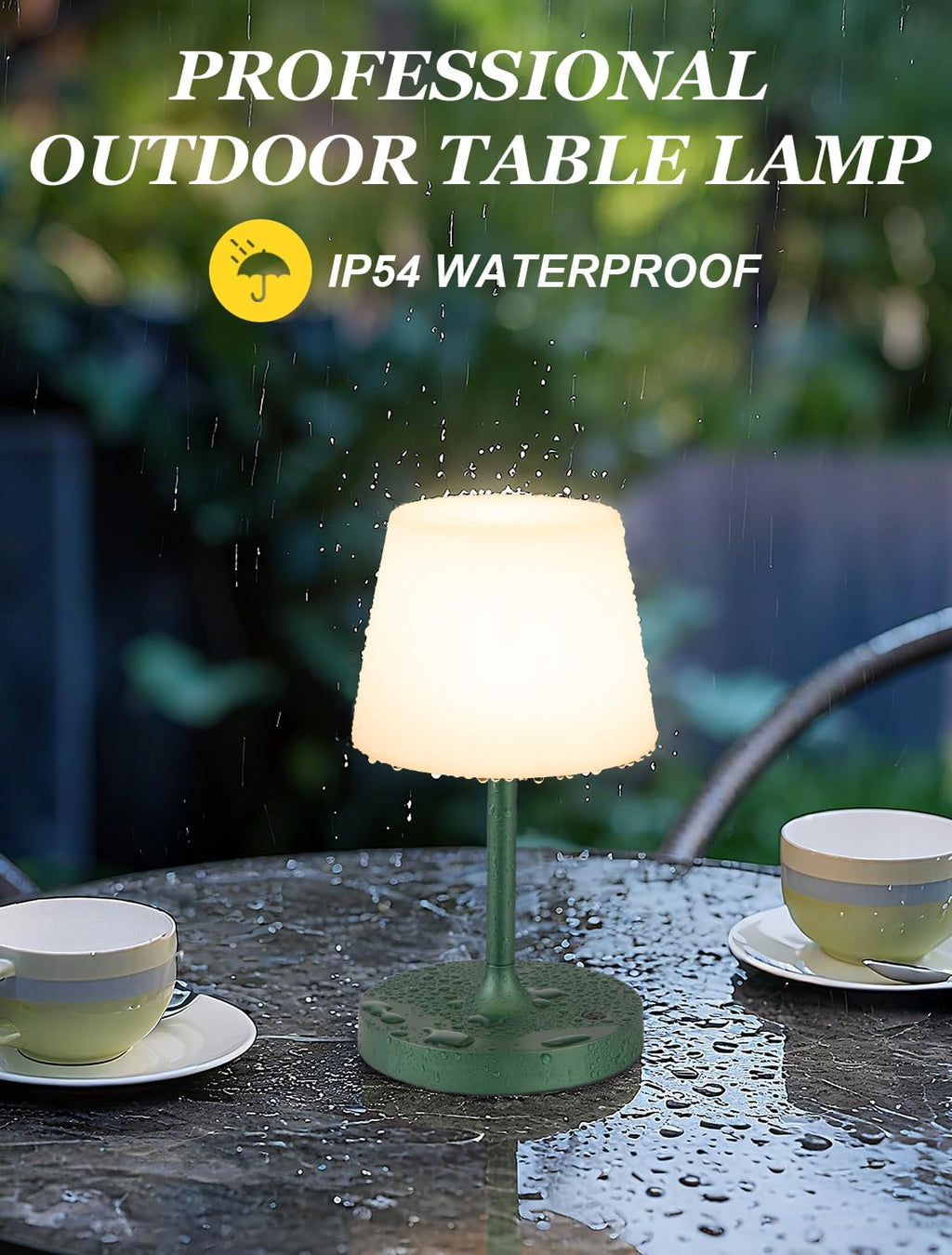 Kakanuo Green Cordless Shower Lamp Waterproof, Rechargeable Cordless Lamp with 4000mAh Battery, Touch Dimmable Table Lamp for Outdoor…